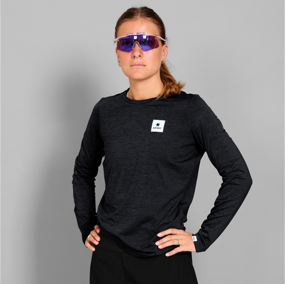 Saysky W Camiseta manga larga negro - Odda running