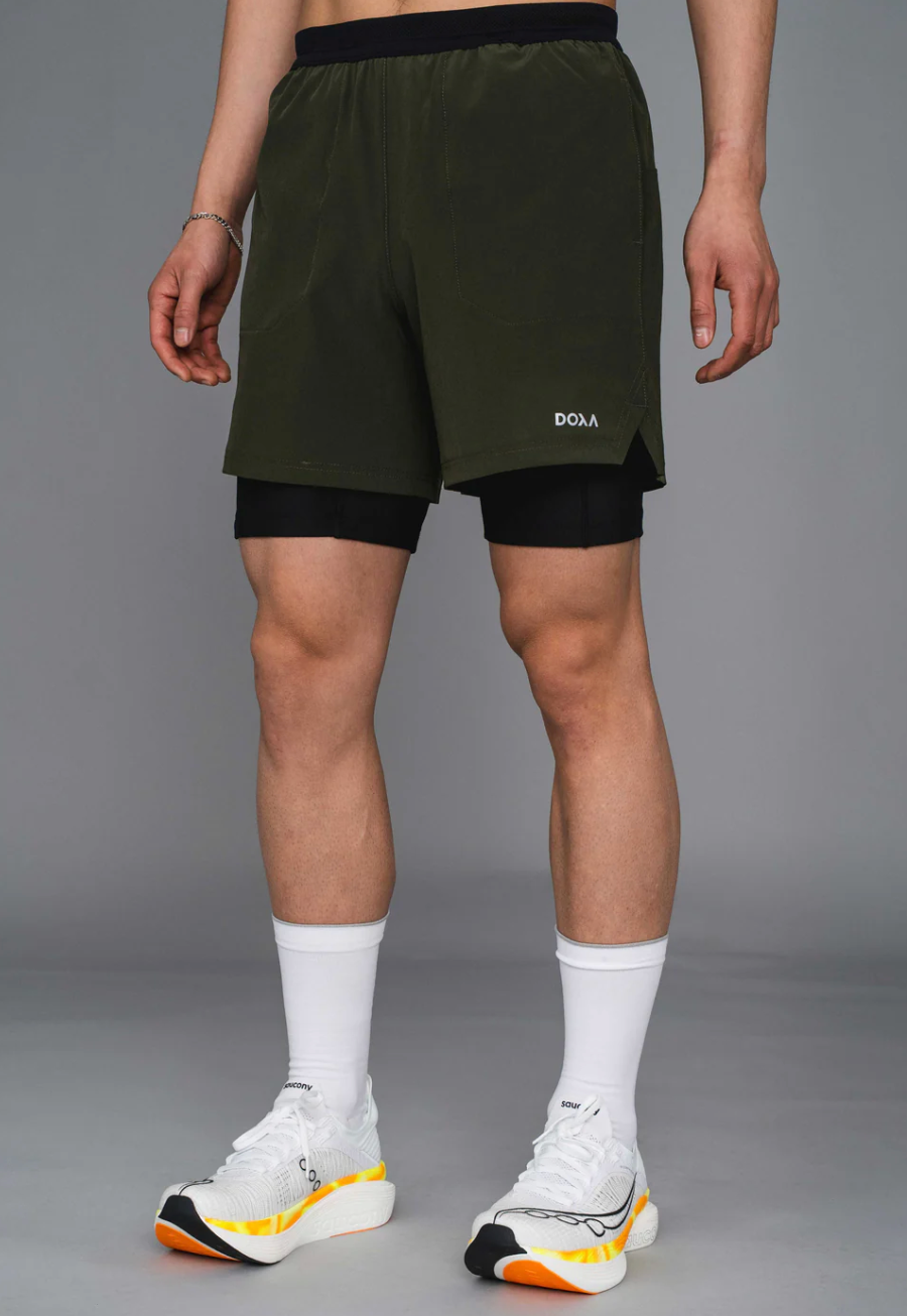 Doxa Shorts 2-1 SHORTS 5" Unisex - Verde - Odda running