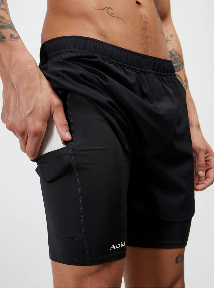Acid Running Shorts 2 en 1 Negros - Odda running