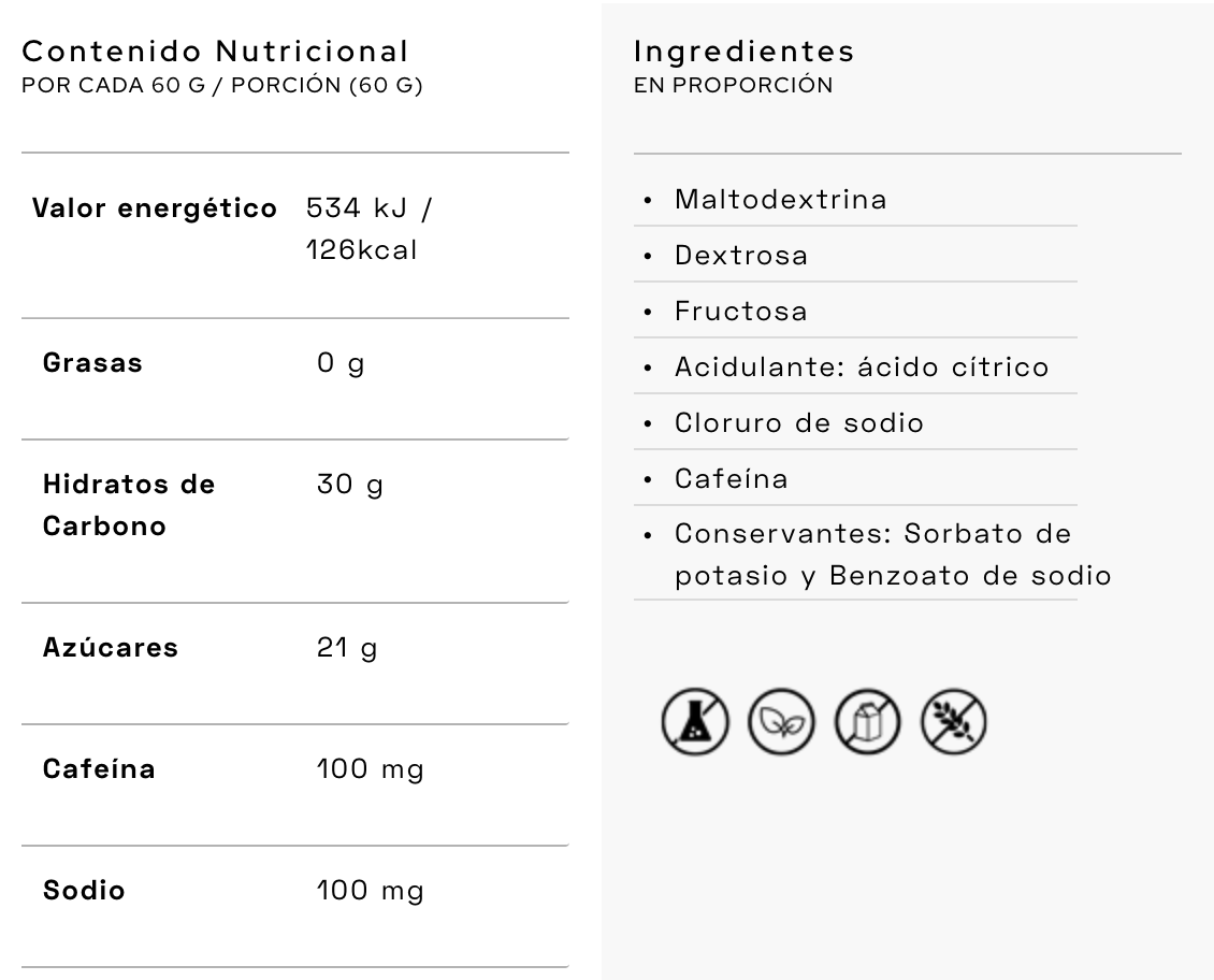 Santamadre gel energético 30 CHO con Cafeína - fresa - Odda running