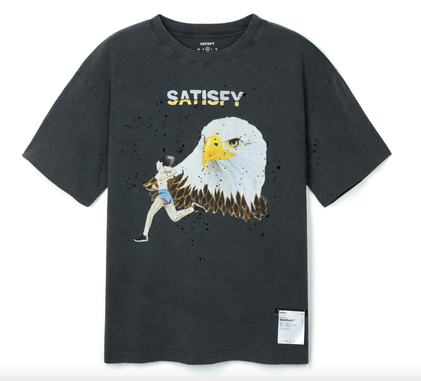 Satisfy Camiseta MothTech™ - Alcón Black - Odda running