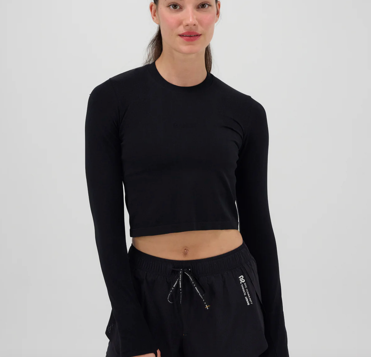 Bandit W Camiseta Mercury Seamless™ Long Sleeve Crop - Negro