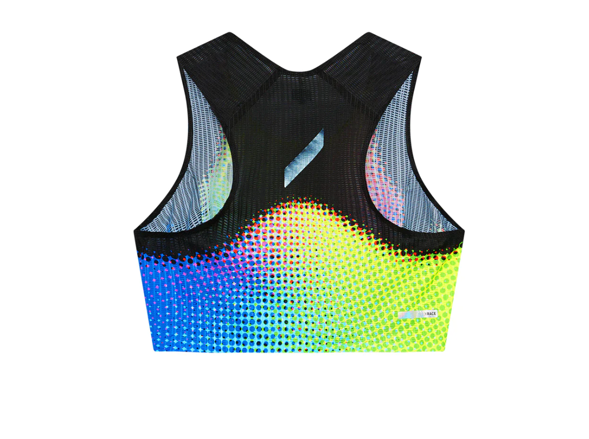 Soar W Camiseta Crop Race Vest - Tropical Dot - Odda running