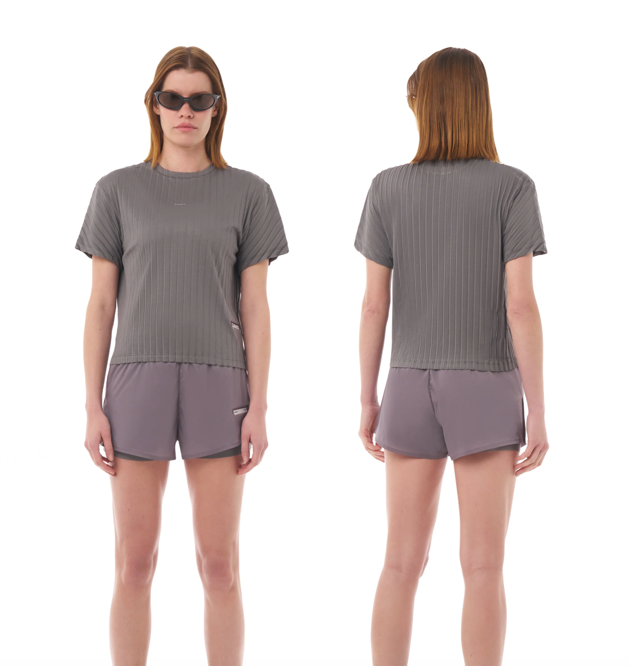 Satisfy W Camiseta AuraLite™ Pleated T‑Shirt - Gris - Odda running