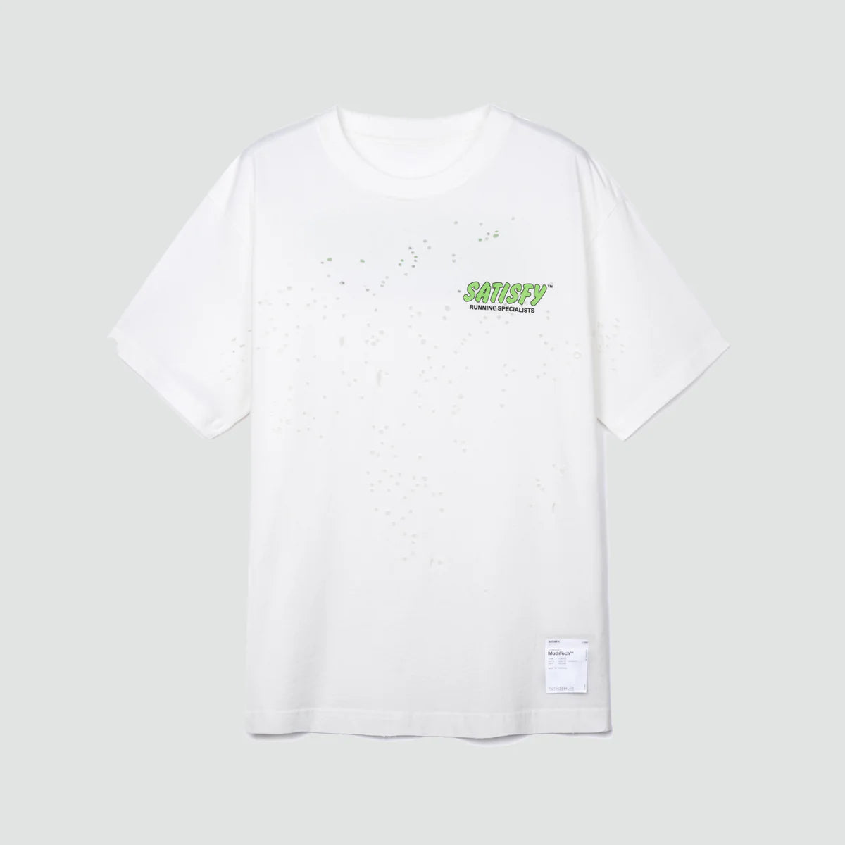 SATISFY MothTech T-Shirt Off-White - Odda running