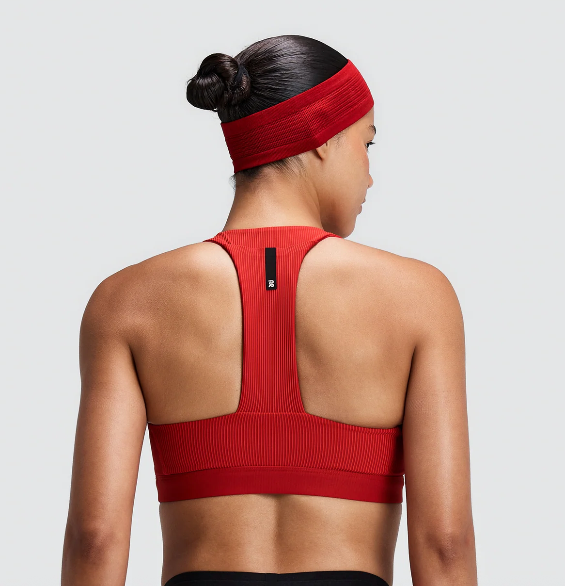 Bandit Top Striped Cadence™ Scoop Neck Run Bra - Rojo