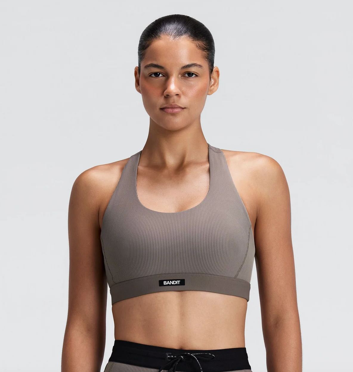 Bandit W Top Striped Cadence™ Scoop Neck Bra - Cocoa