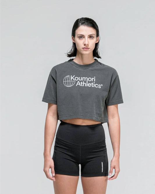 Hermanos Koumori  W Camiseta Koumori Athletics Cropped T-Shirt Washed Black - Odda running