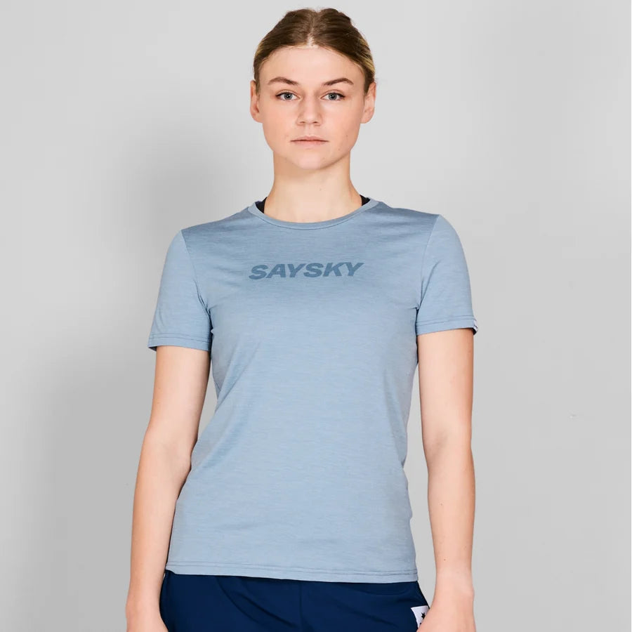Saysky W Camiseta logo pace azul - Odda running