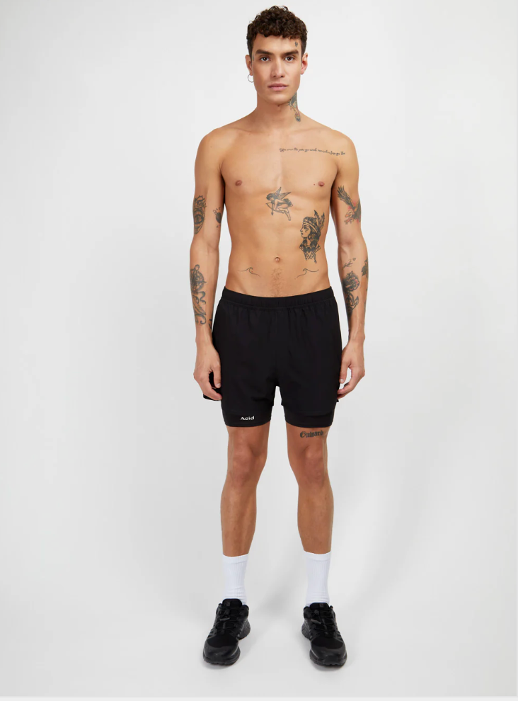 Acid Running Shorts 2 en 1 Negros - Odda running