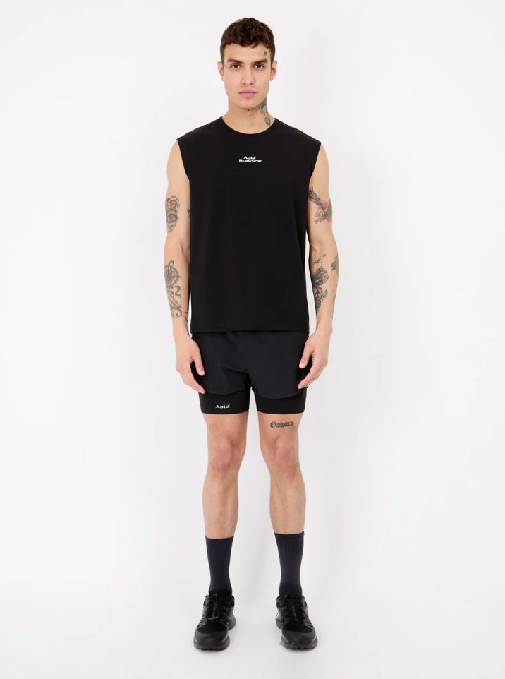 Acid Running Camiseta Logo Tank - Negro - Odda running