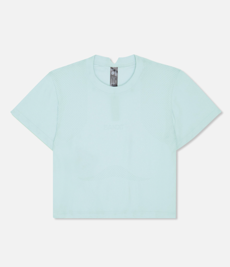 Bandit W Camiseta Seamless Crop - Azul Menta - Odda running
