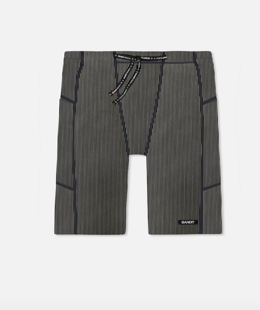 Bandit Shorts Striped Cadence Tight - Negro/ Gris - Odda running