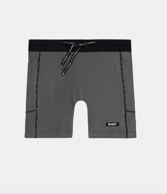 Bandit W Shorts Striped Cadence 5" - Negro - Odda running