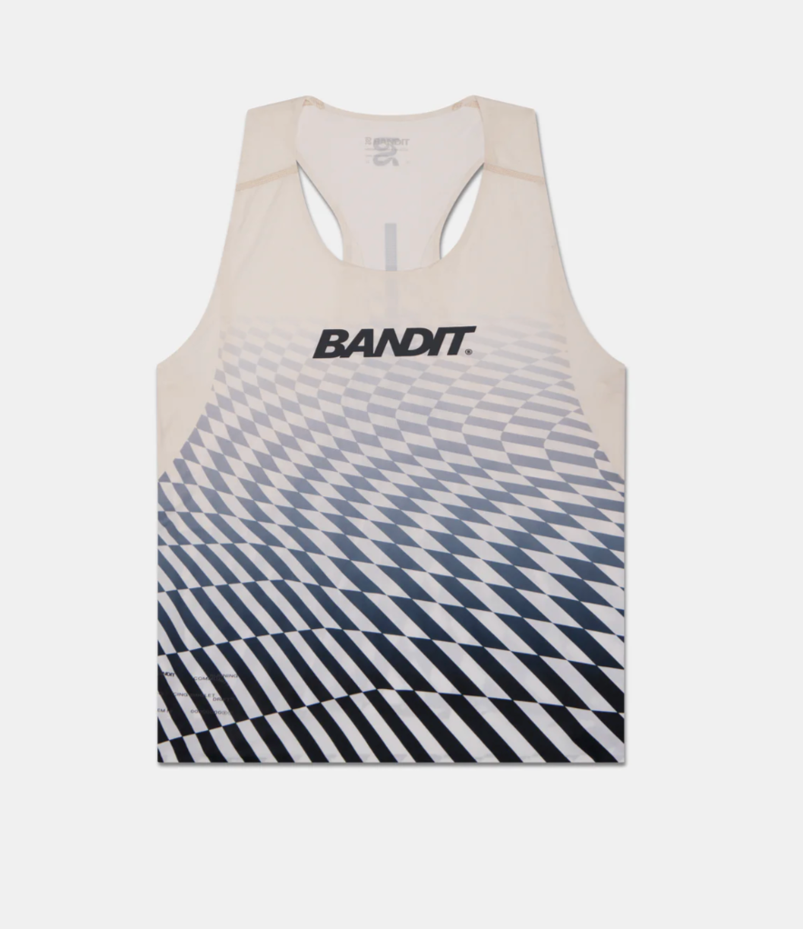 Bandit Camiseta Printed Drif Singlet - Negro y Gris - Odda running