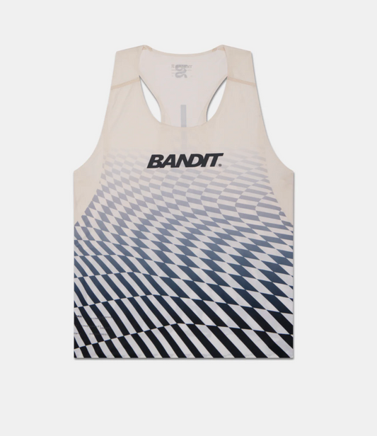 Bandit Camiseta Printed Drif Singlet - Negro y Gris - Odda running