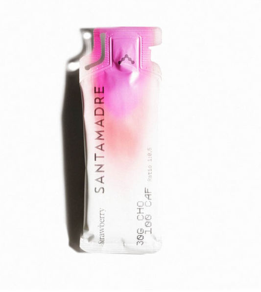 Santamadre gel energético 30 CHO con Cafeína - fresa - Odda running