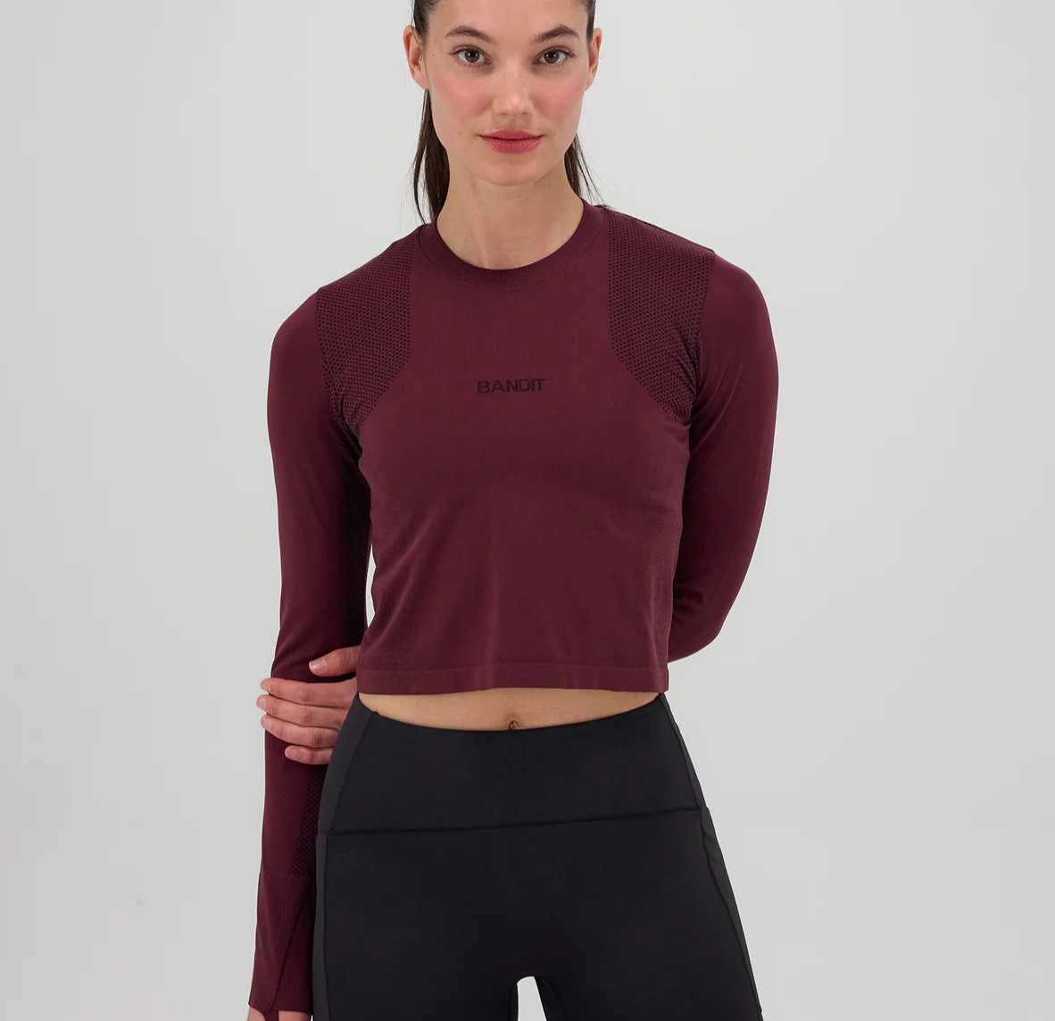 Bandit W Camiseta Mercury Seamless™ Long Sleeve - Rojo / Fig