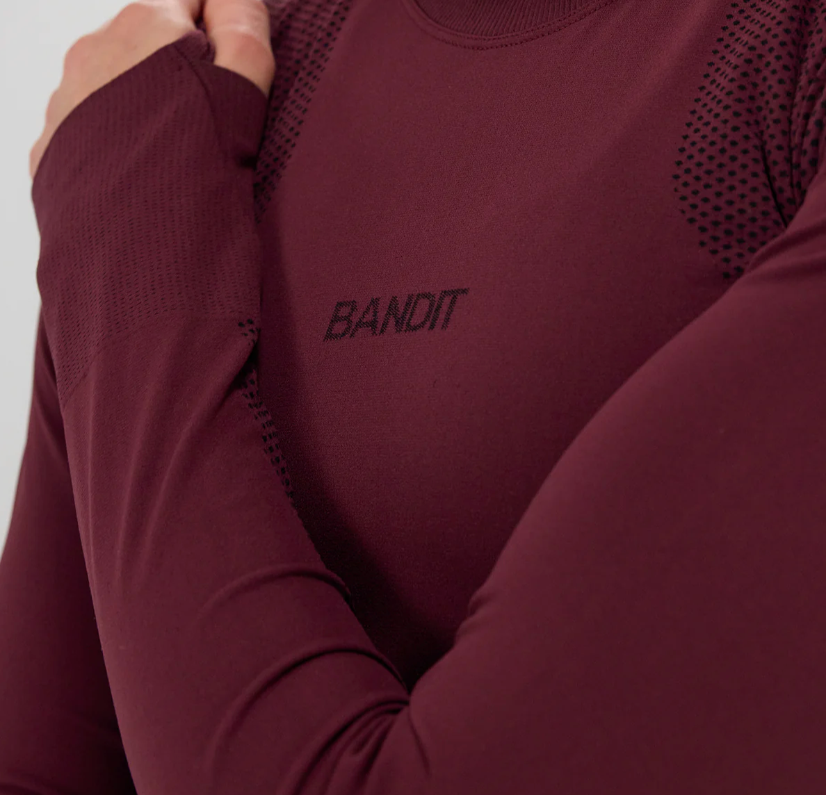 Bandit W Camiseta Mercury Seamless™ Long Sleeve - Rojo / Fig