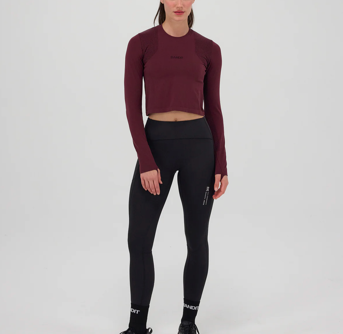 Bandit W Camiseta Mercury Seamless™ Long Sleeve - Rojo / Fig