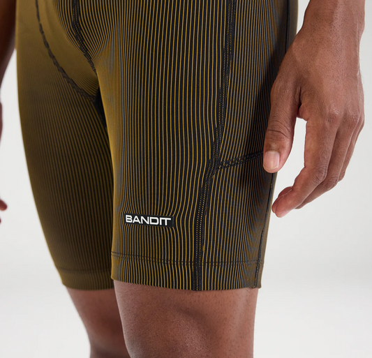 Bandit Shorts Striped Cadence™ 7 Pocket Half Tights - Negro / Dijon