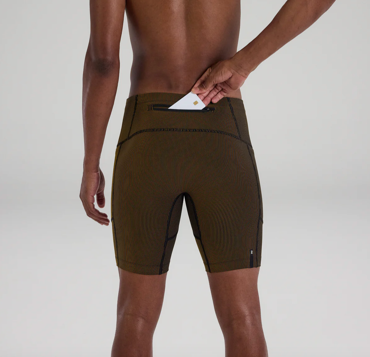 Bandit Shorts Striped Cadence™ 7 Pocket Half Tights - Negro / Dijon