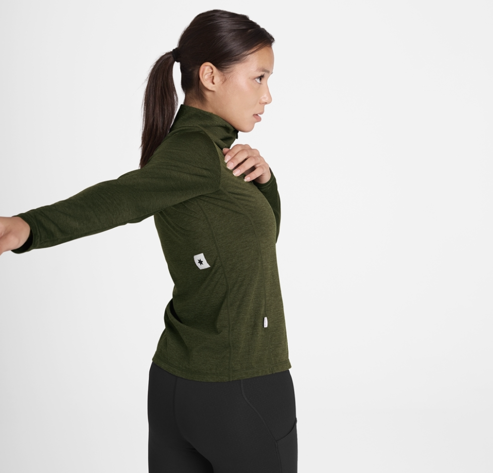 Saysky W Camiseta Pace 1/2 Zip Long Sleeve - Verde