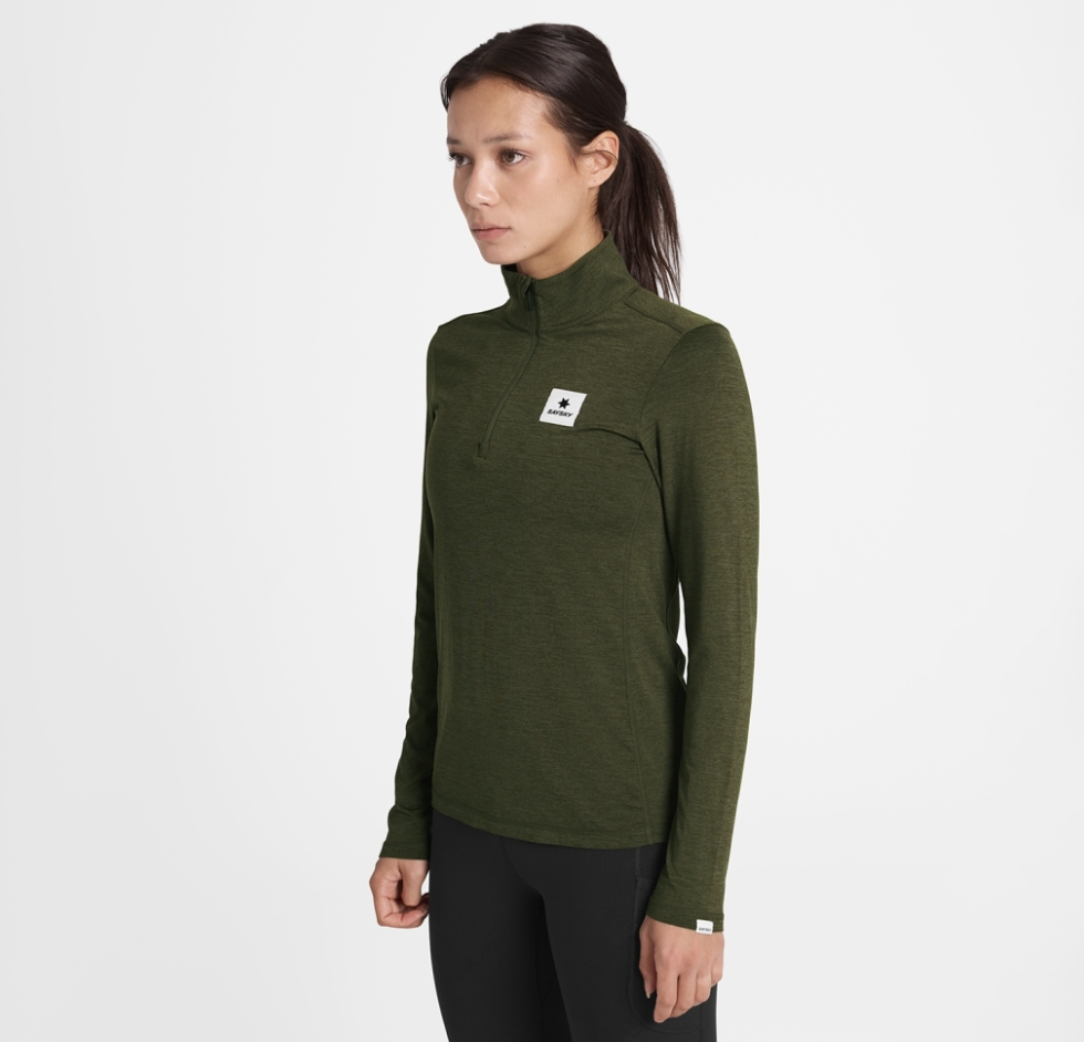 Saysky W Camiseta Pace 1/2 Zip Long Sleeve - Verde