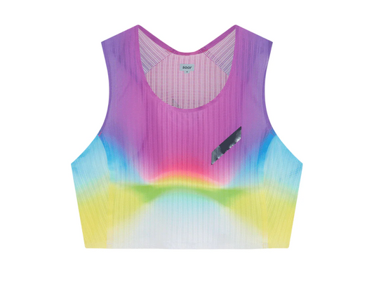 Soar W Camiseta Crop Race Vest - Rainbow - Odda running