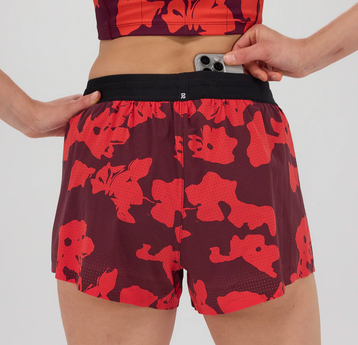 Bandit W Shorts Vento™ 3" Splitty - Fleura / Rojo - Odda running