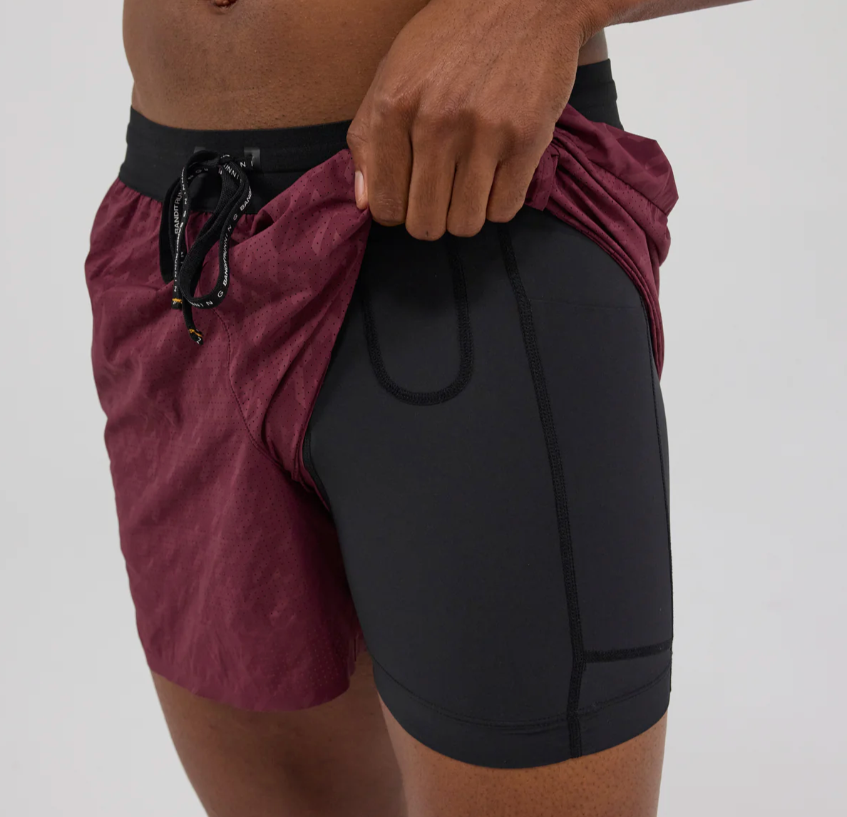 Bandit Shorts Vento™ 5" Cheque Training Short - Vino - Odda running