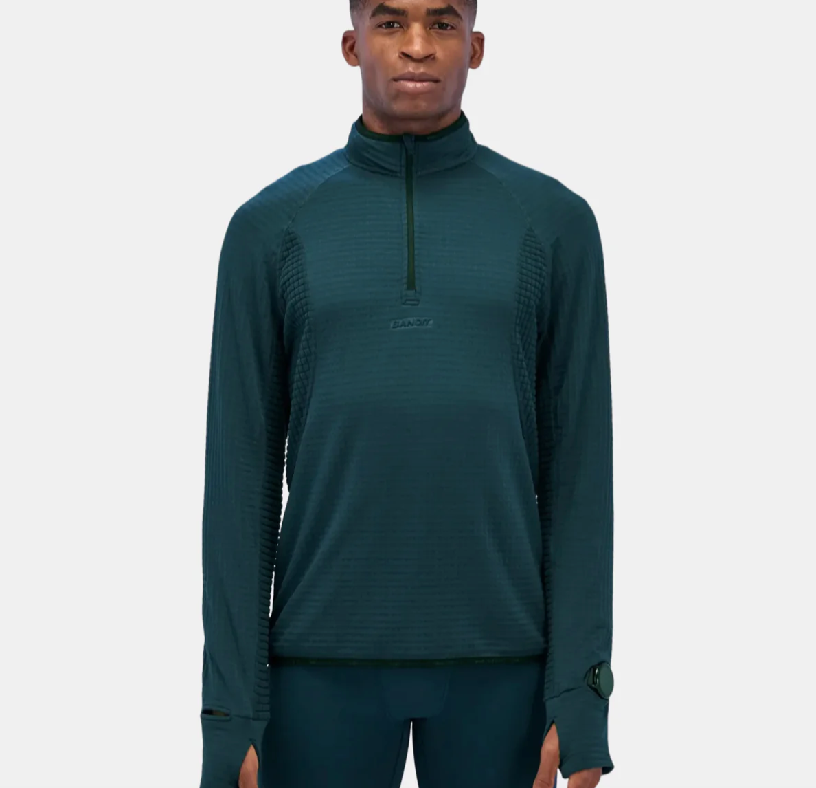 Bandit Sudadera CaldoGrid™ Cold Weather Quarter Zip - Verde - Odda running