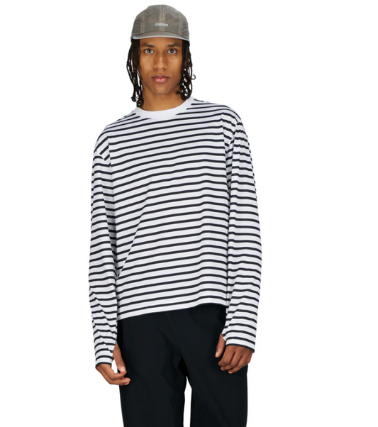 Unna Camiseta Striped Long Sleeve - Azul / Blanco - Odda running