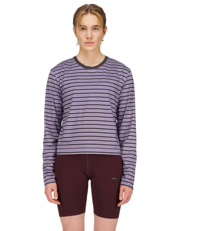 Unna W Camiseta Striped Long Sleeve - Morado - Odda running