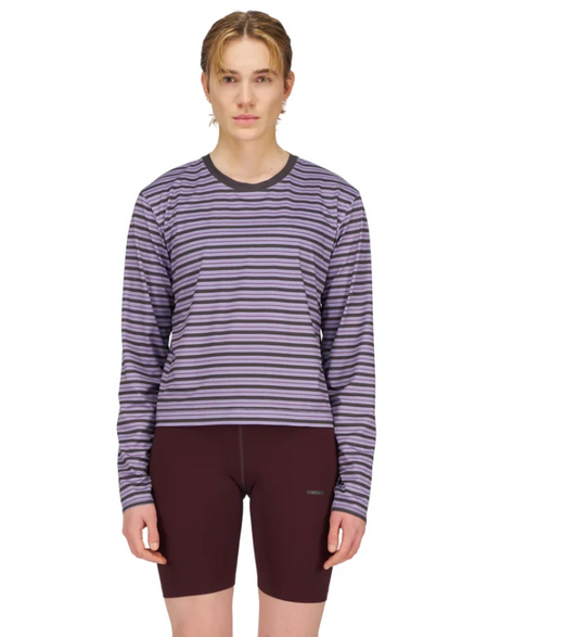 Unna W Camiseta Striped Long Sleeve - Morado - Odda running