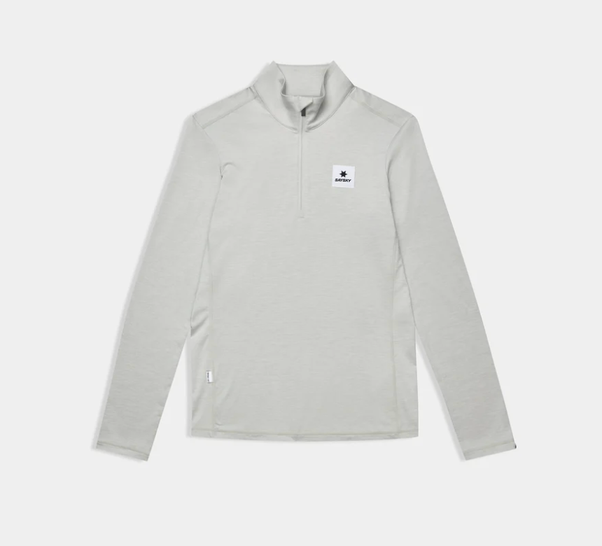 Saysky W Camiseta Half Zip Long Sleeve - Gris - Odda running
