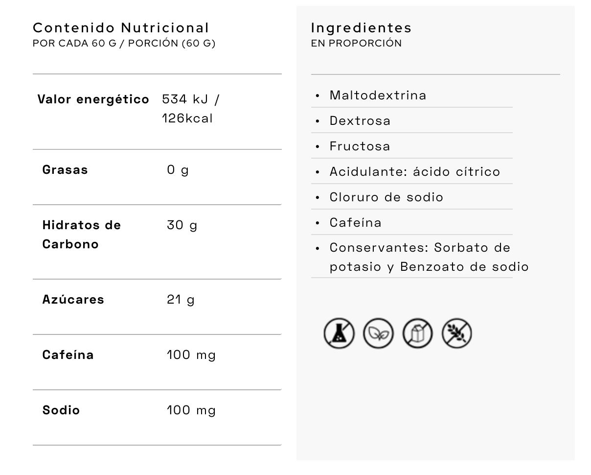 Santamadre gel energético 30 CHO con Cafeína - Naranja - Odda running