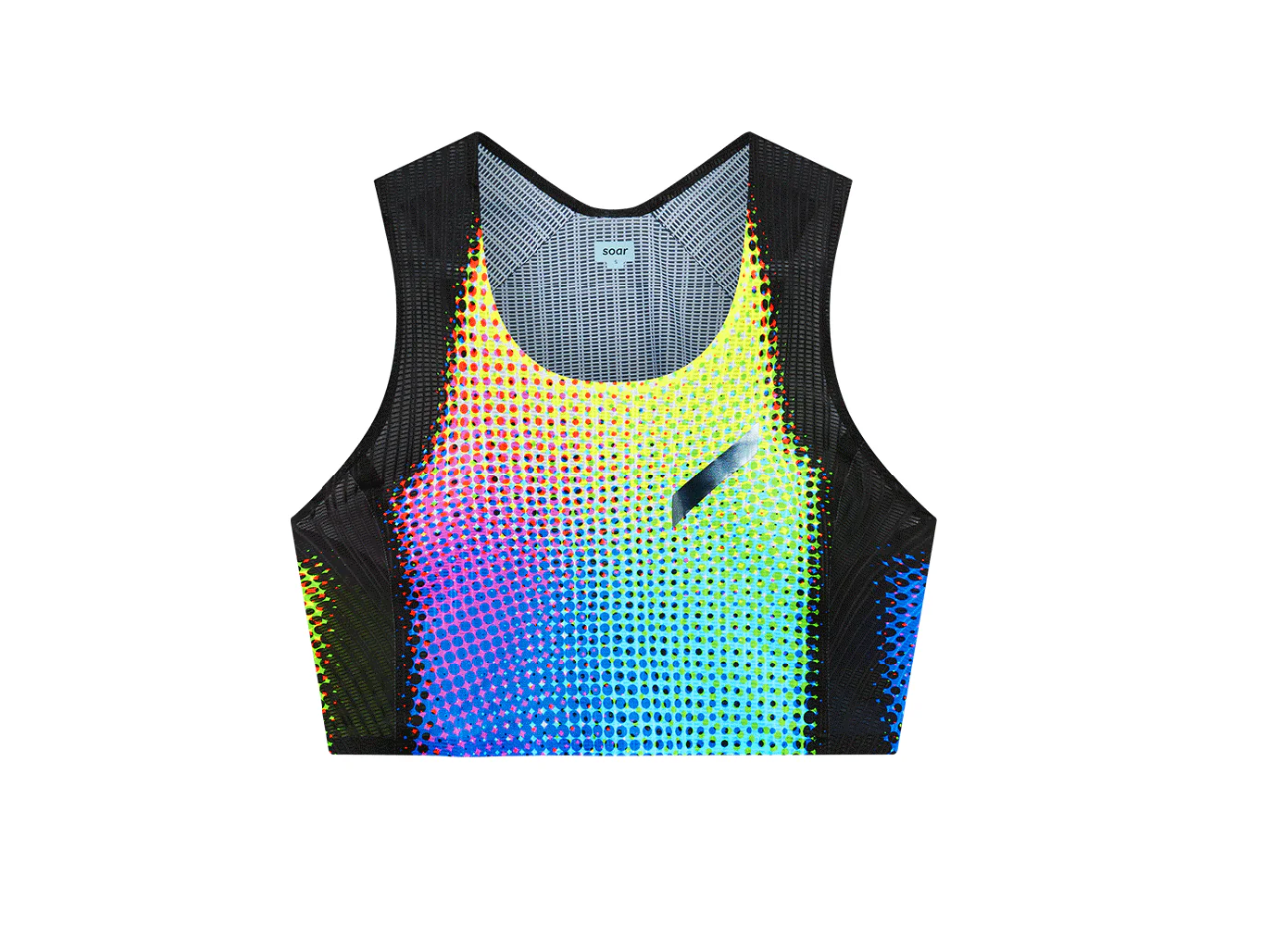 Soar W Camiseta Crop Race Vest - Tropical Dot - Odda running
