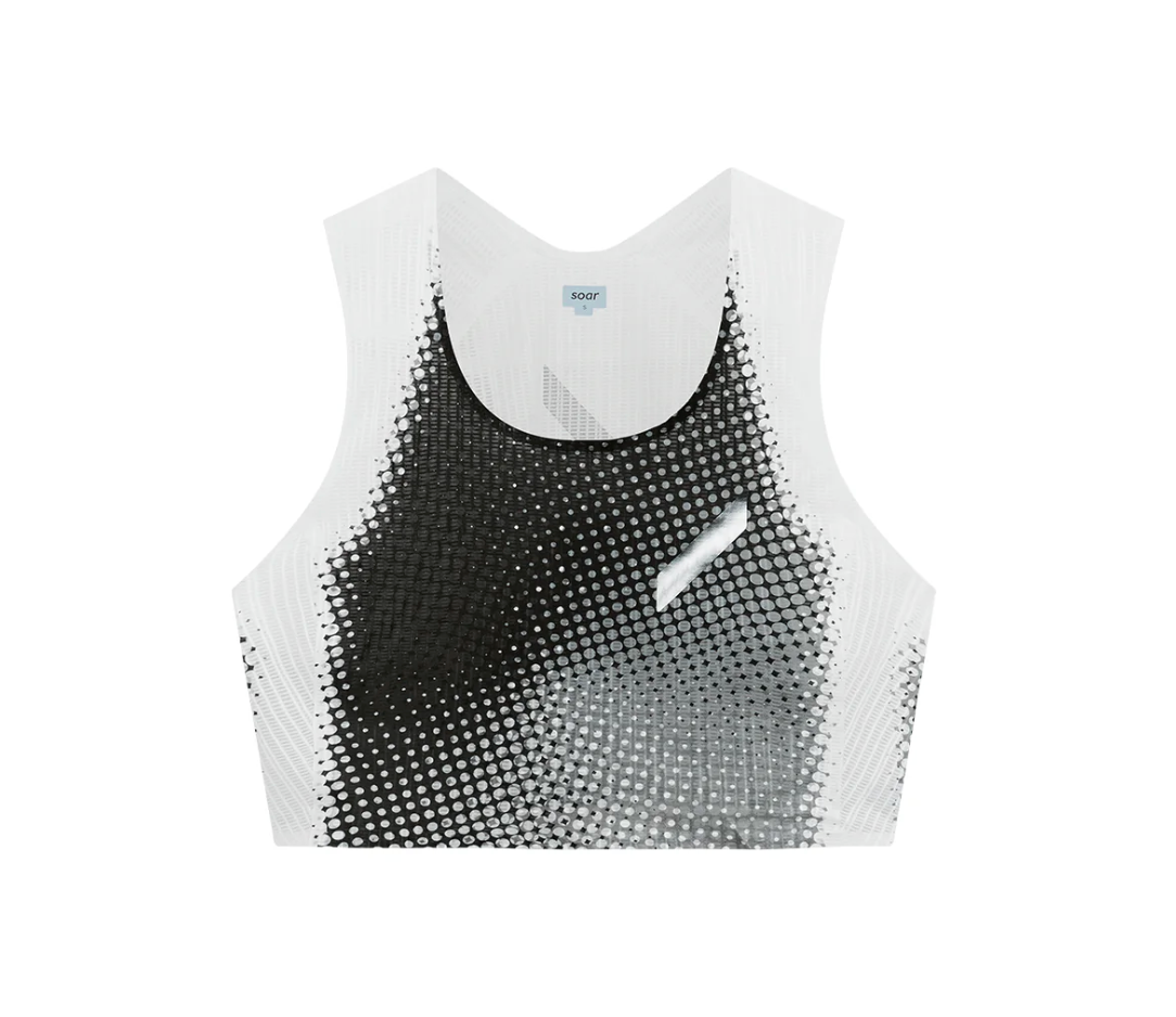 Soar W Camiseta Crop Race Vest - Negro / Blanco - Odda running