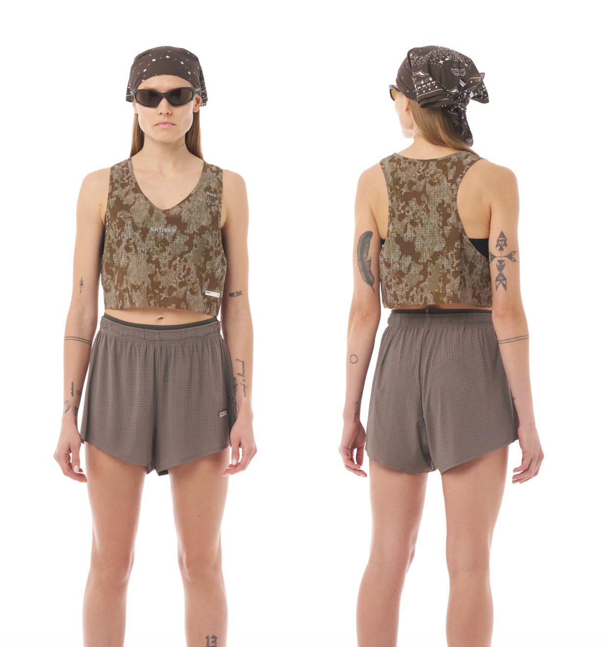 Satisfy W Camiseta Space‑O™ Singlet Cropped - Camo - Odda running