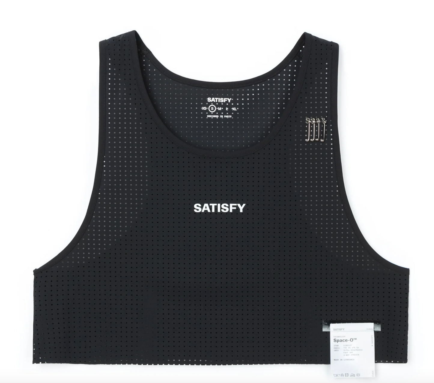 Satisfy W Camiseta Space‑O™ Singlet Cropped - Negro - Odda running