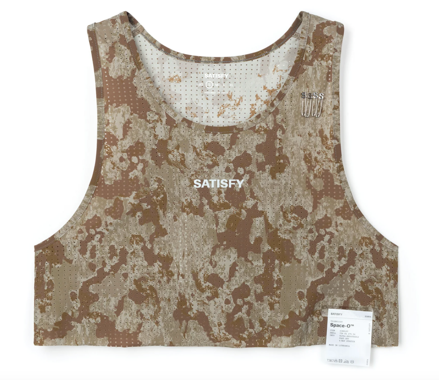 Satisfy W Camiseta Space‑O™ Singlet Cropped - Camo - Odda running