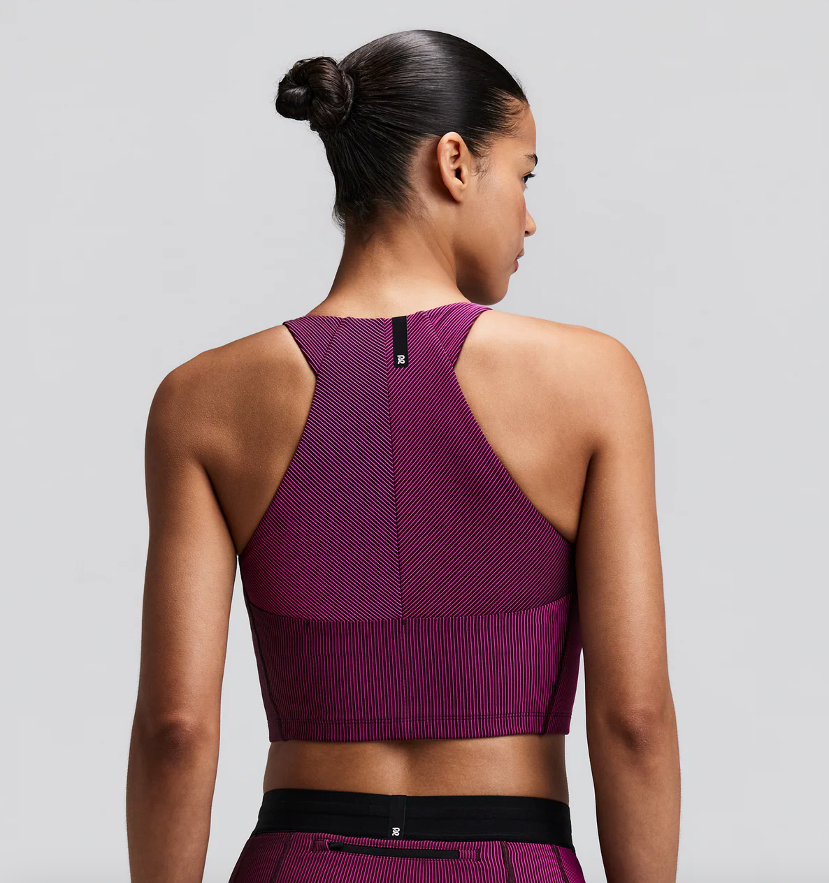 Bandit W Top Striped Cadence™ Zip crop - Rosa / Espresso