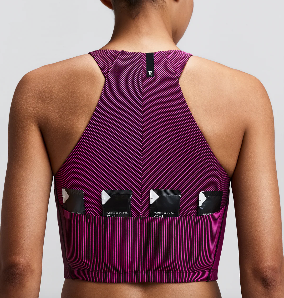 Bandit W Top Striped Cadence™ Zip crop - Rosa / Espresso