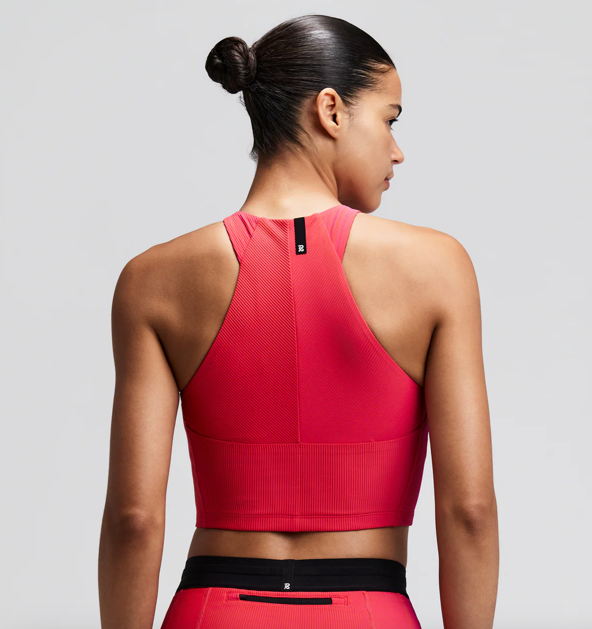 Bandit W Top Striped Cadence™ Zip crop - Poppy / Rosa