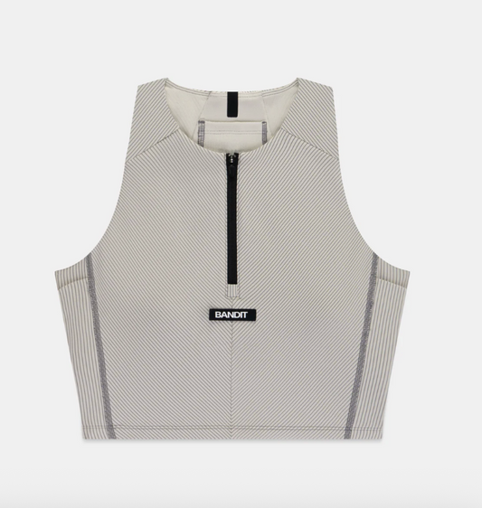 Bandit W Top Striped Cadence™ Zip crop - Blanco Crudo