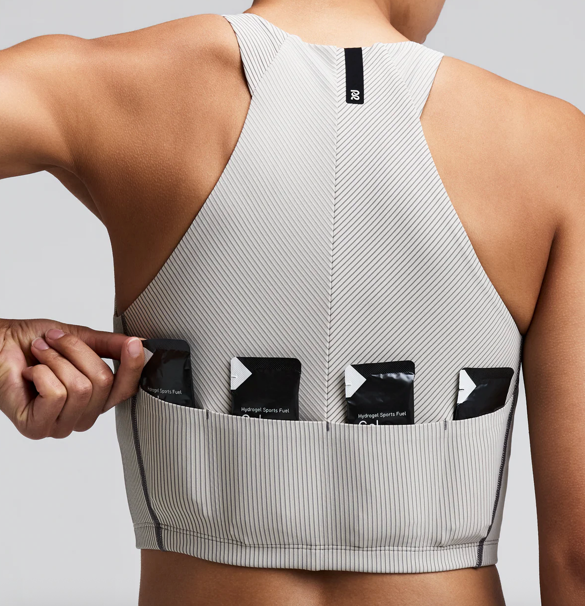Bandit W Top Striped Cadence™ Zip crop - Blanco Crudo